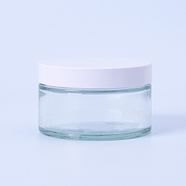 200ml Clear Glass Container & White Lid - Box of 6