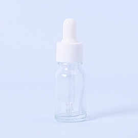 10ml Clear Dropper Bottle With White Pipette - Box of 10