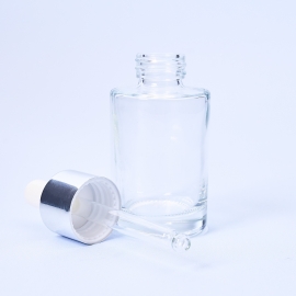 30ml Clear Dropper Bottle With Silver Pipette - Box of 10