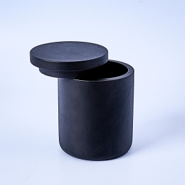 Black Concrete Candle Jar With Lid - 200ml Available at The Soap Kitchen UK ™