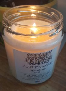 Lit scented candle