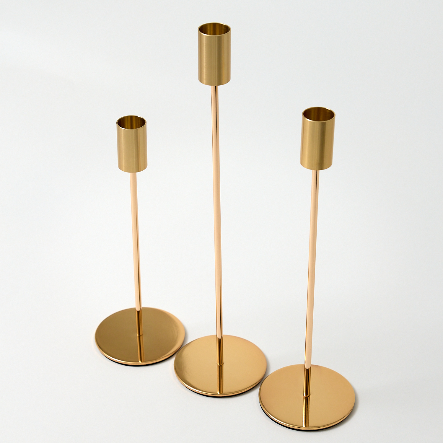 Gold Tall Candle Holders - Pack of 3 - The Soap Kitchen